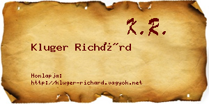 Kluger Richárd névjegykártya